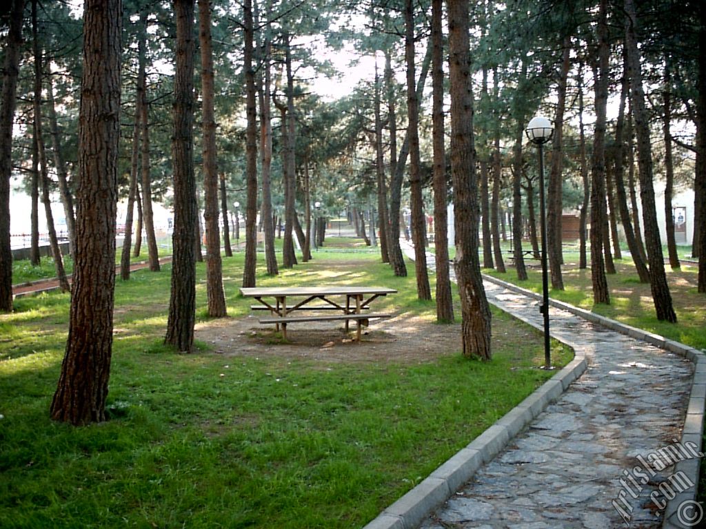 View of a park in Fethiye district in Bursa city of Turkey.
