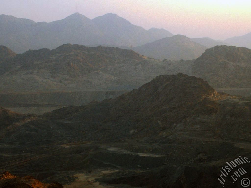 A picture of surrounding mounts taken while climbing the Mount Savr in Mecca city of Saudi Arabia.
